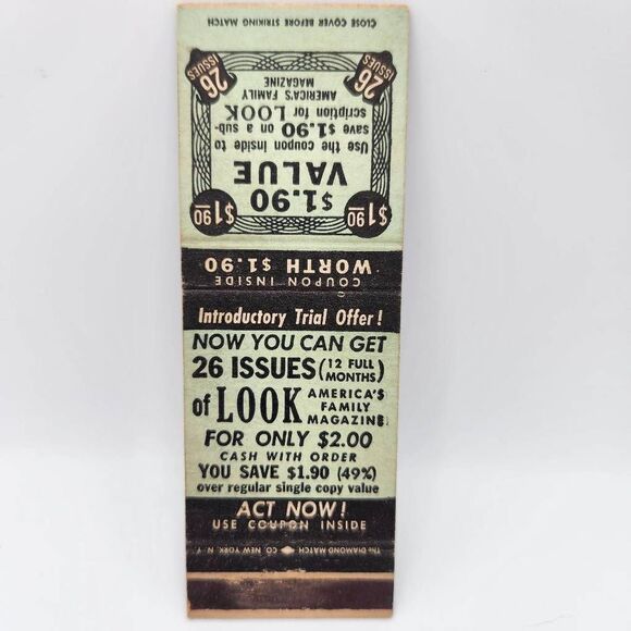 Vintage Matchbook LOOK America's Family Magazine Subscription Promo Ephemera Col - Picture 1 of 2